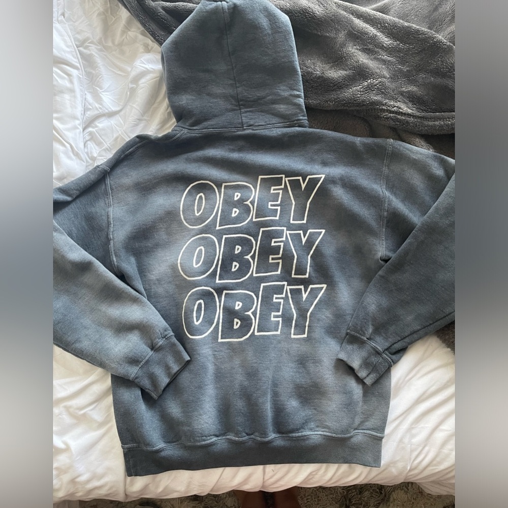 Blue tie dye obey hoodie